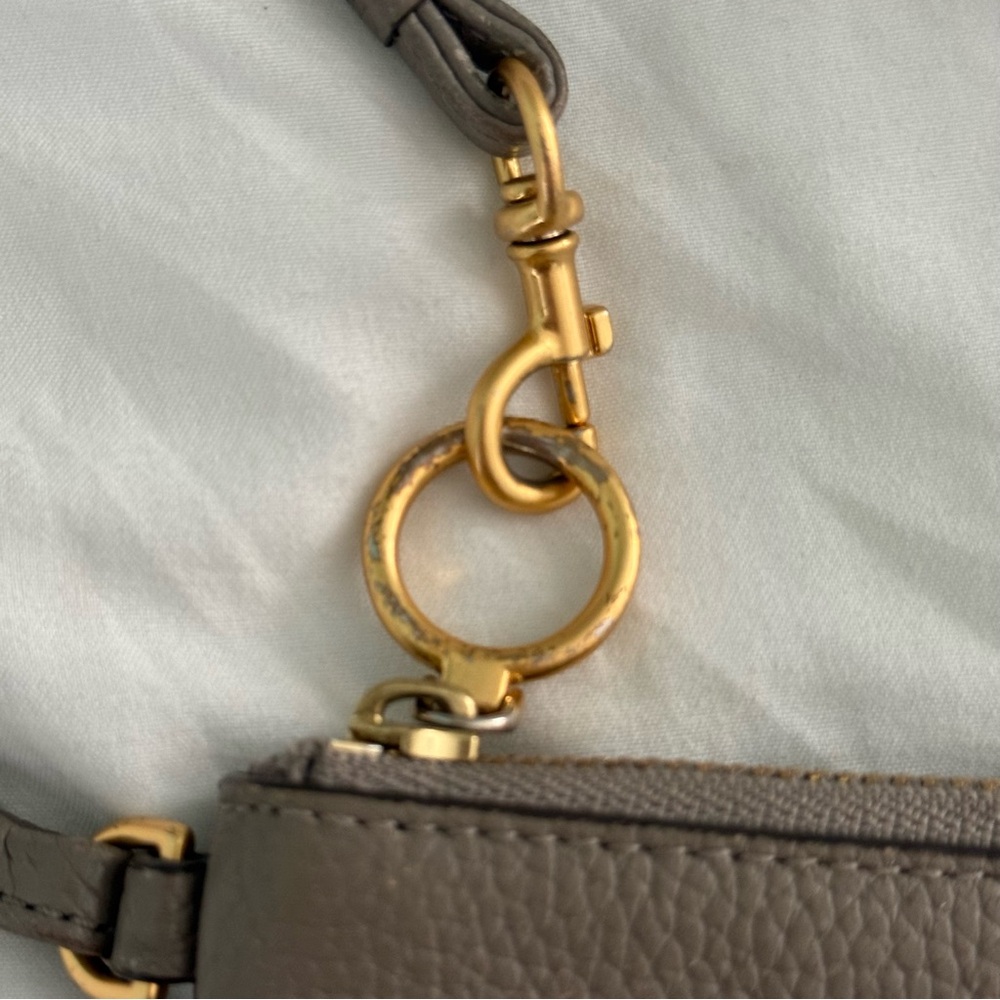 Tory Burch Perry Bombe Card Case Small Leather Wristlet in Taupe - Picture 4 of 7